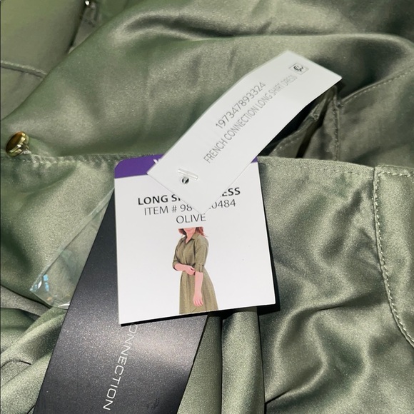 French Connection Green Dolman Sleeve Shirt Dress - Picture 2 of 2